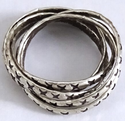 ◆カレンシルバー リング 5連 高純度 14号前後 刻印◆カレン族・karen silver 指輪【24tr39b】シルバーリング拍卖