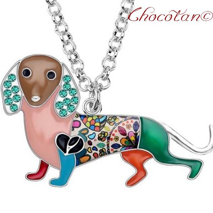 【送料無料】ダックスフンド E マルチカラー ダックス エナメルネックレス拍卖