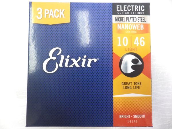 3セット ELIXIR エリクサー エレキギター弦 #12052 NANOWEB コーティング ナノウェブ ライトゲージ 国内正規品拍卖
