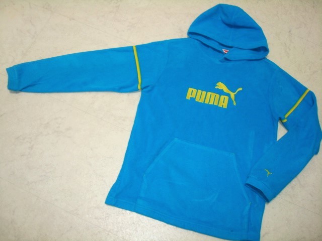 ●PUMA プーマ フリース パーカー トレーナー ブルゾン コート ジャケット ルームウェア 家着 160cm サイズ キッズ ジュニア 青・ブルー系拍卖