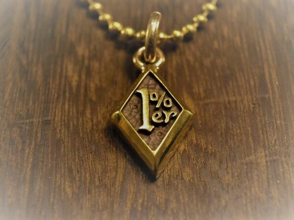 真鍮ブラス★1%er(小)★ワンパーセンター★ペンダント★真鍮ボールチェーン付き拍卖