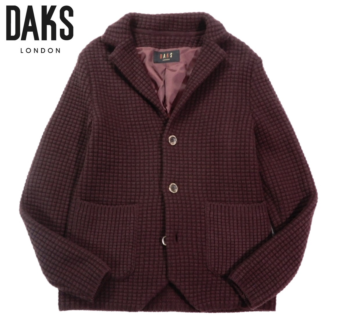 ダックス DAKS 上質◆ 立体編み ニット カーディガン ジャケット M拍卖