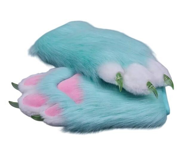 着ぐるみ ケモノ 手袋 ミント色 フリーサイズ ケモノ脚 ファースーツ ケモノ fursuit ぬいぐるみ コスプレ コスチューム kigurumi拍卖