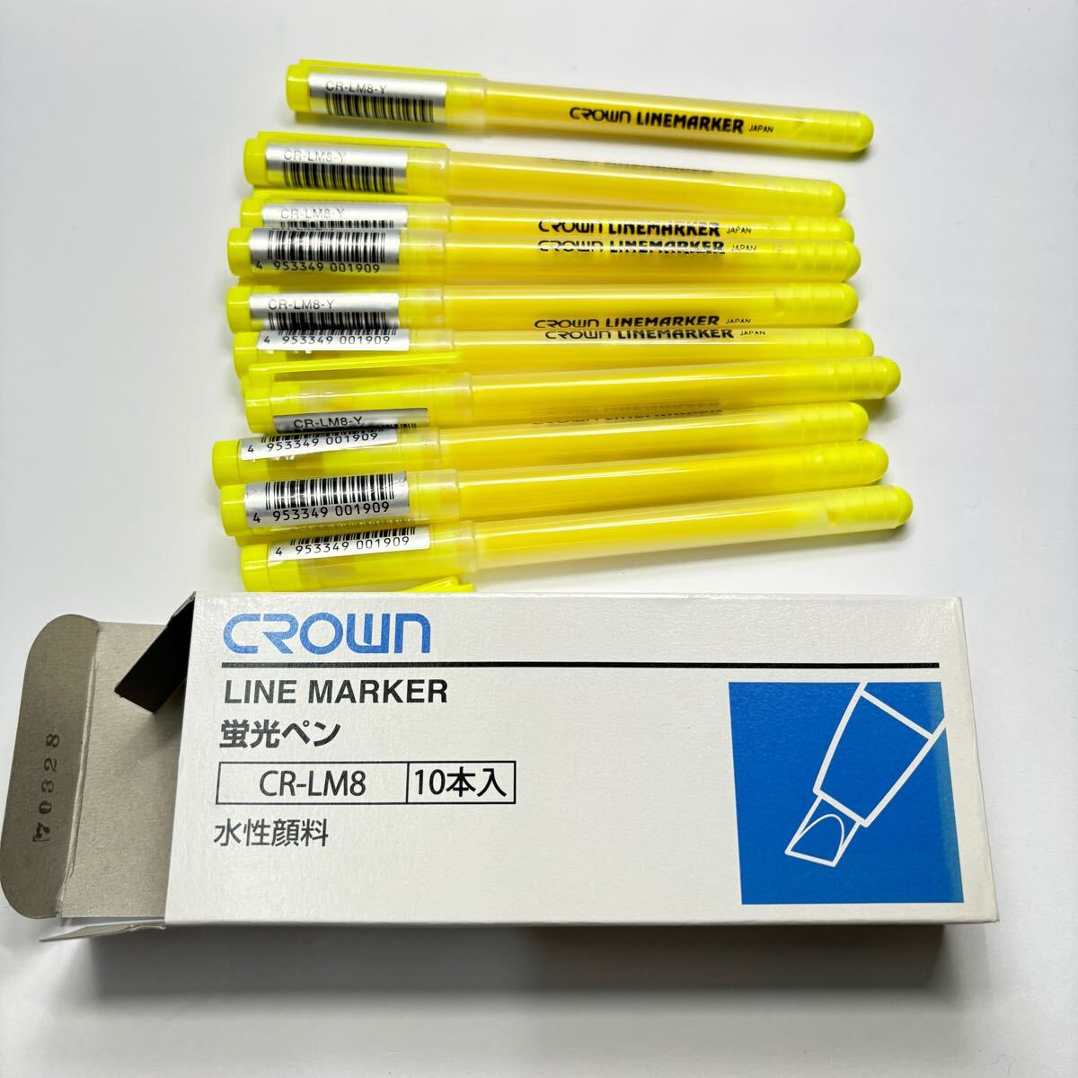 【新品未使用】【廃番】【希少品】文具店在庫品 CROWN 蛍光ペン 10本 ラインマーカー 水性顔料 ①0207拍卖