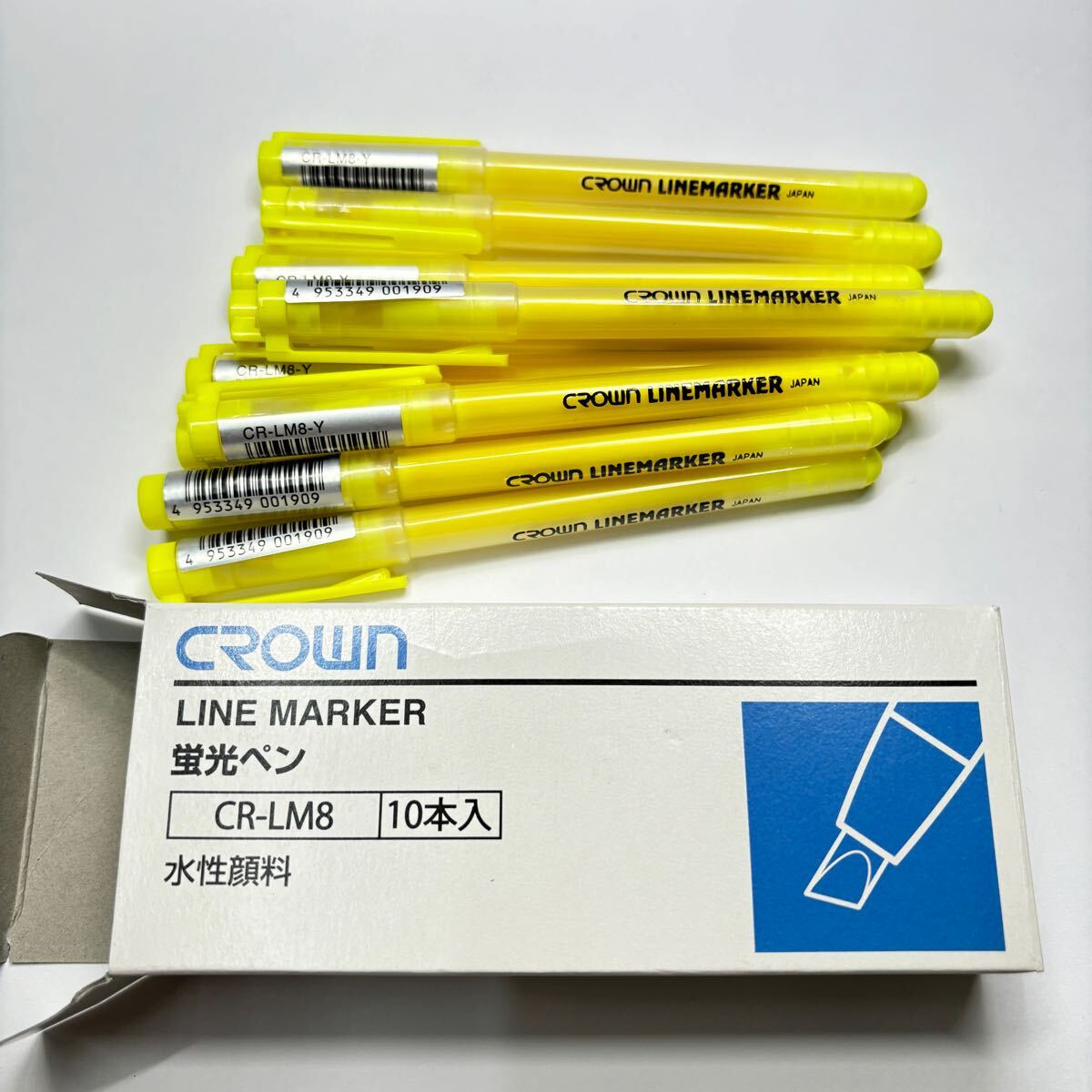 【新品未使用】【廃番】【希少品】文具店在庫品 CROWN 蛍光ペン 10本 ラインマーカー 水性顔料 ⑥0212拍卖