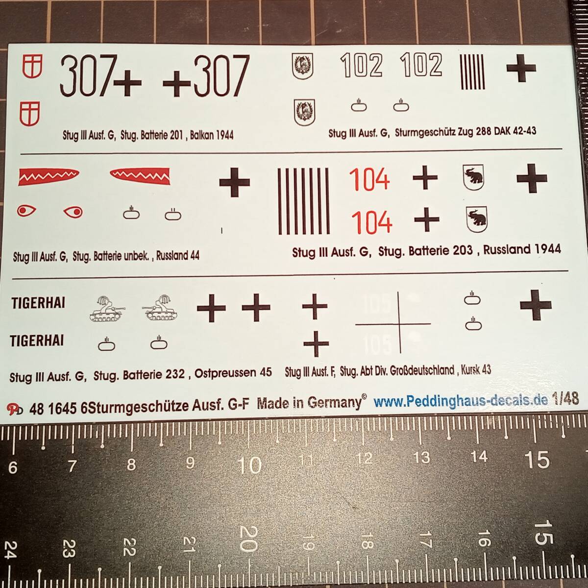 ●デカール1/48 III号突撃砲(F,G型),6輌,【高品質ドイツ製デカール!】ドイツ製48-1645 【即決・送料無料!】【匿名発送】拍卖