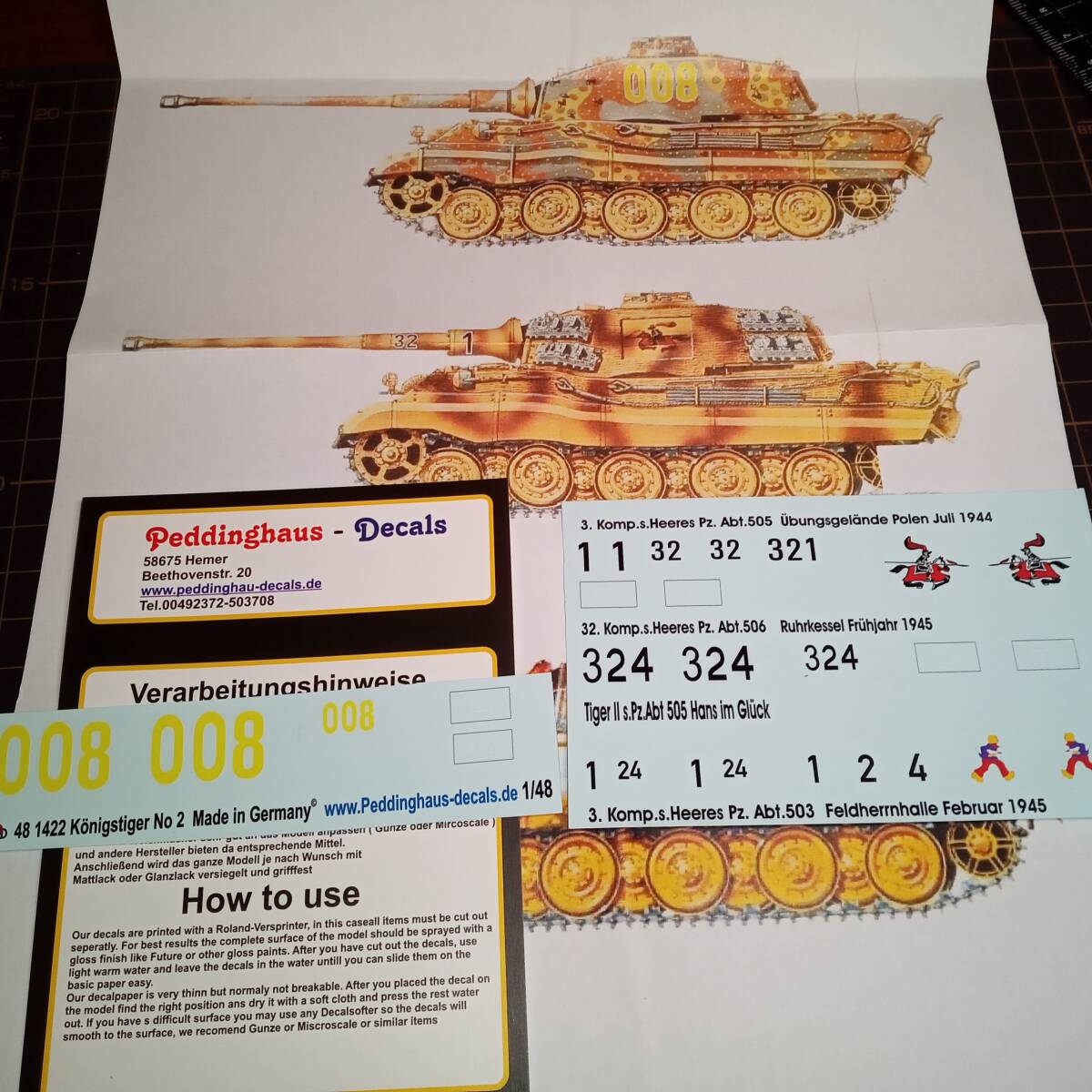 ●デカール1/48 ケーニヒスティーガー(ヘンシェル砲塔)(No.2),3輌,【高品質ドイツ製!】ドイツ製48-1422 【即決・送料無料!】【匿名発送】拍卖