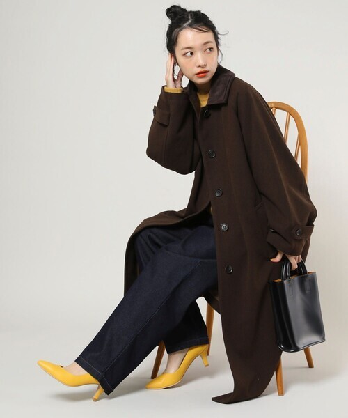 FREAK'S STORE フリークスストア  ウーリーステンカラーコート2 ブラウン拍卖