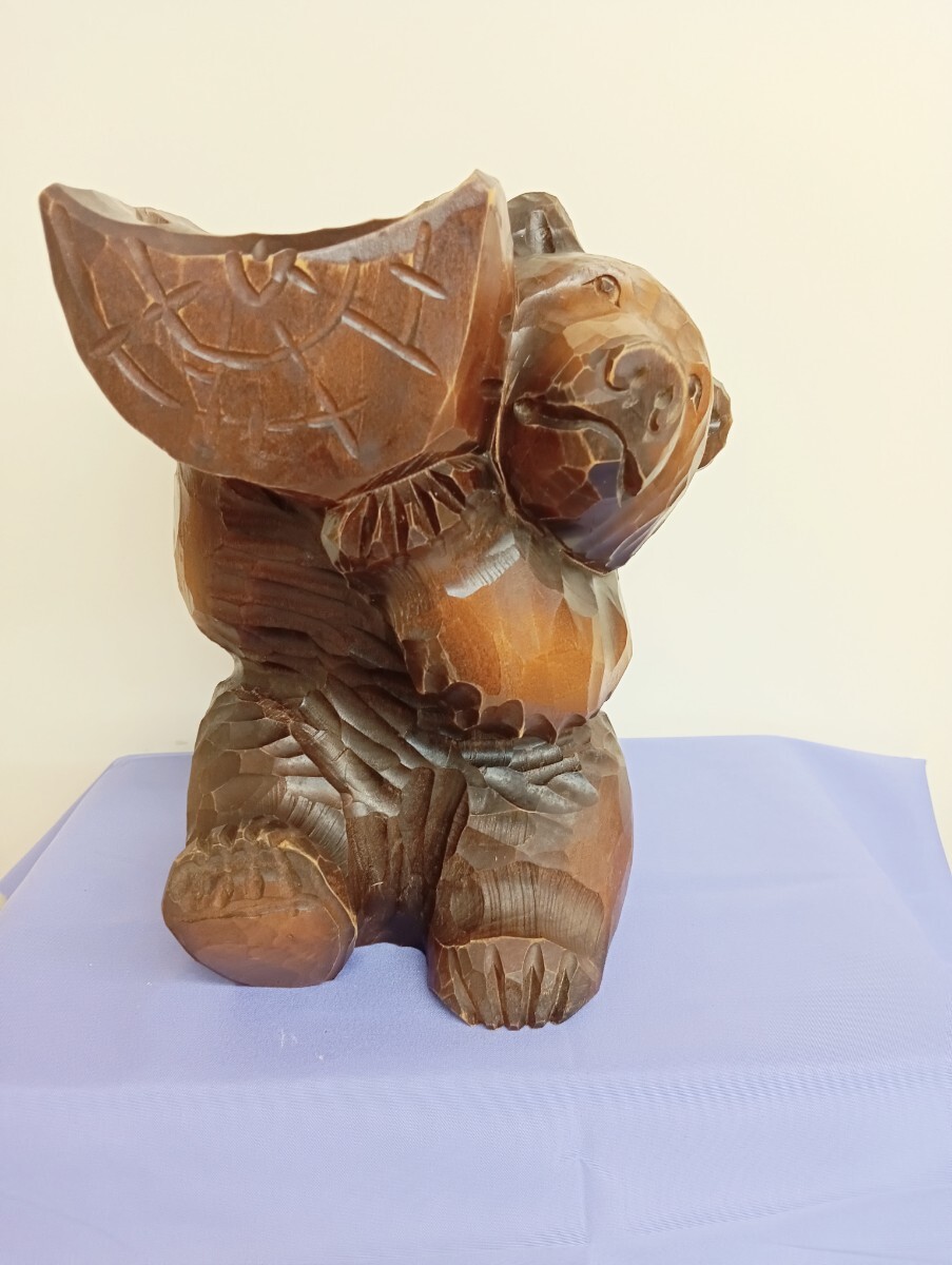 旭川作家 木彫り 熊 お土産 梅原作 ボトル置き拍卖