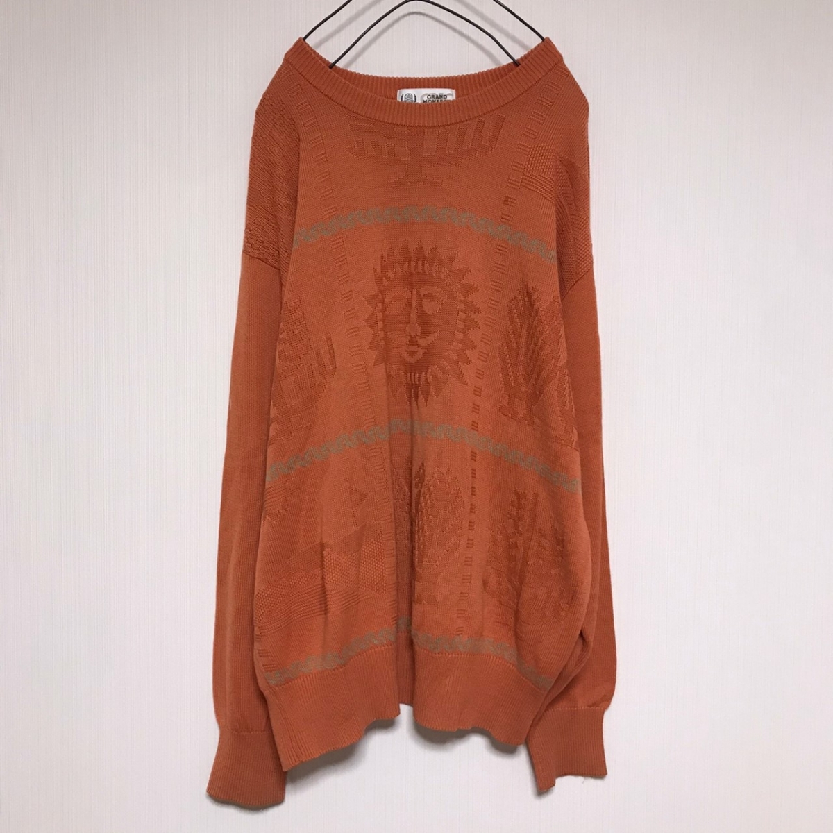 古着 ビンテージ mizuno セーター ニット 太陽 オレンジ コットン アクリル拍卖