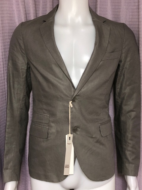 訳アリ格安!未使用!MCM,TRUSSARDI等で活躍デザイナー孤高Italian-Brand-GIAN CARLO ROSSI極上麻&綿光沢生地テーラードJacket 参考価格11万!拍卖