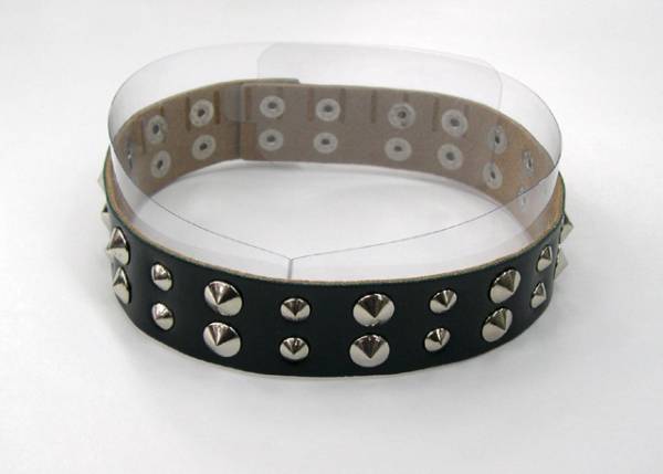 ♪新品♪合皮メタルチョーカ”BENCOUGAR”ブラック円錐鋲 パンク拍卖