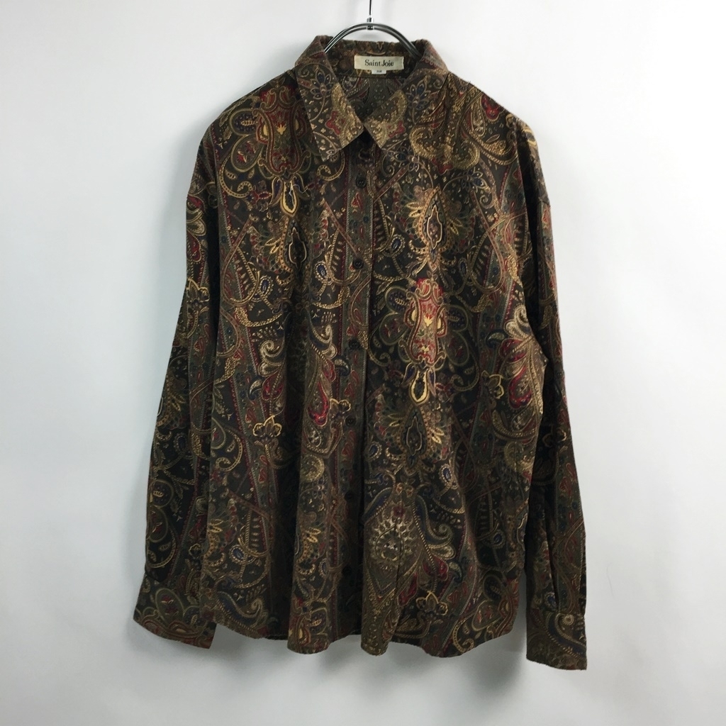 デザインシャツ★Saint Joie 長袖シャツ 総柄 マルチカラー サイズ11 レディース拍卖
