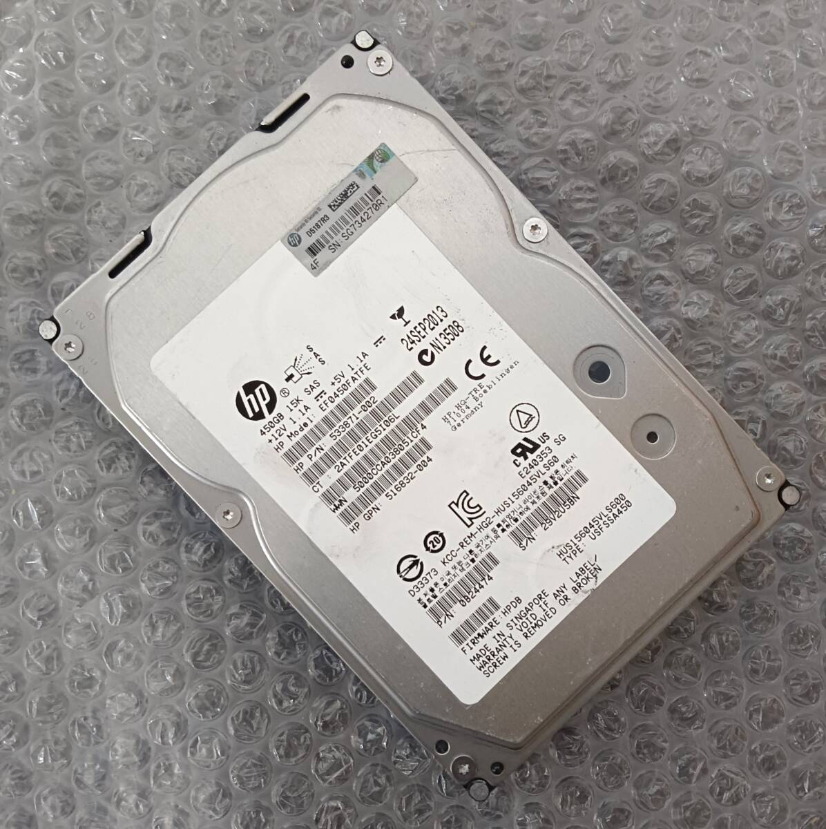 【中古パーツ】 3.5インチ HP EF0450FATFE 450GB SAS HDD 正常品 1台■ SAS2862拍卖