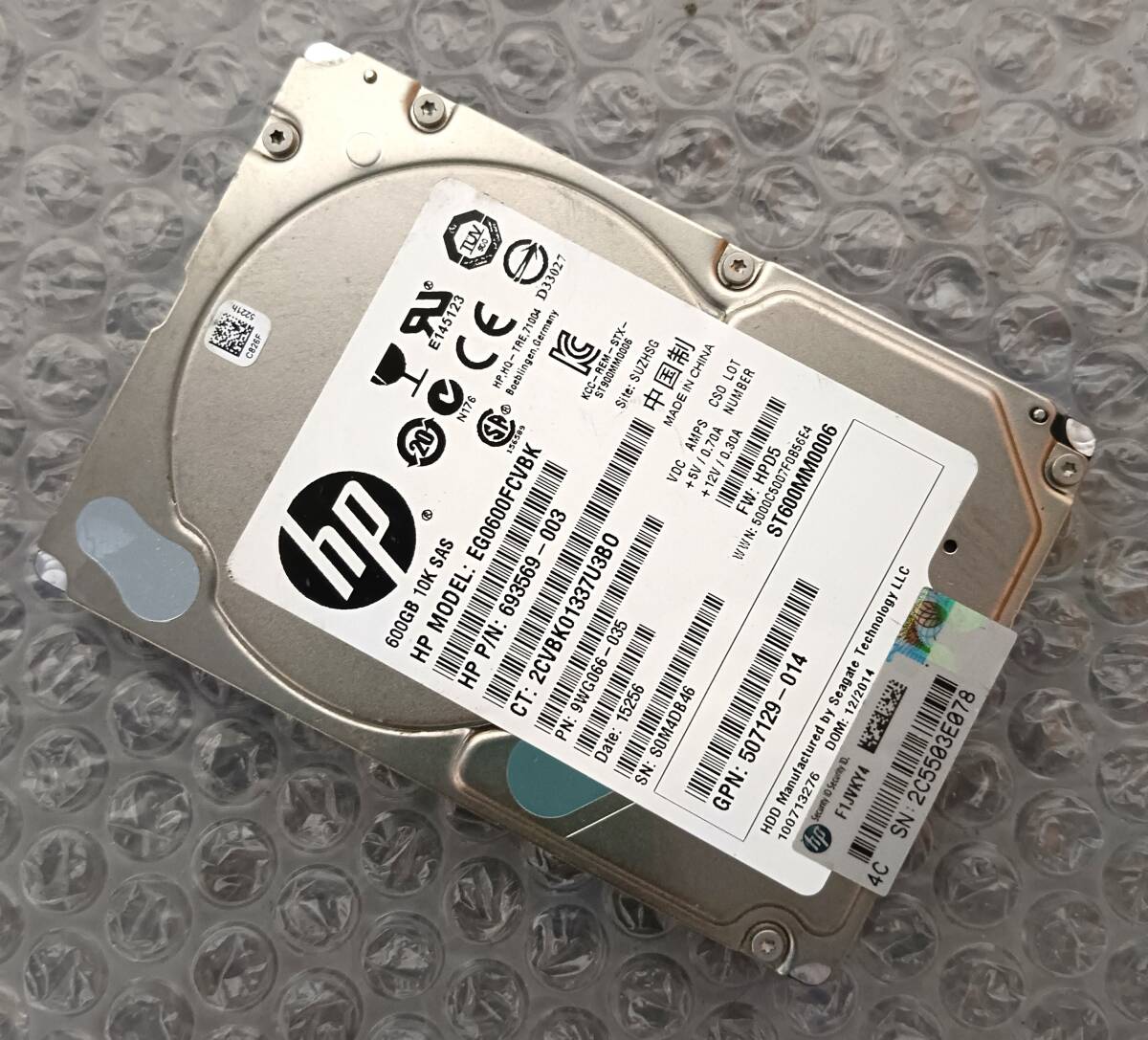 【中古パーツ】 2.5インチ HP EG0600FCVBK 600GB HDD 正常品 1台■ SAS 2740拍卖