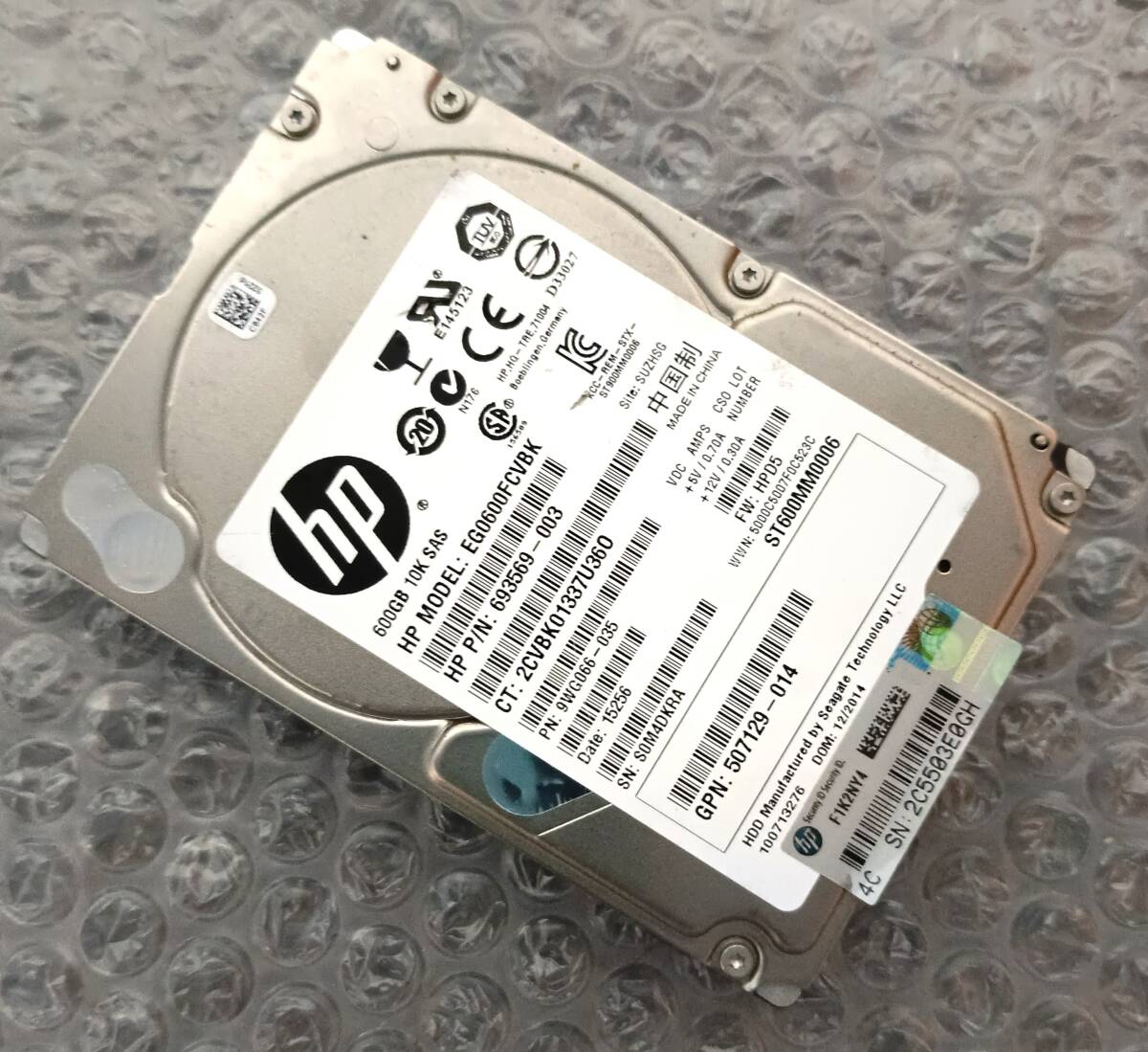 【中古パーツ】 2.5インチ HP EG0600FCVBK 600GB HDD 正常品 1台■ SAS 2741拍卖