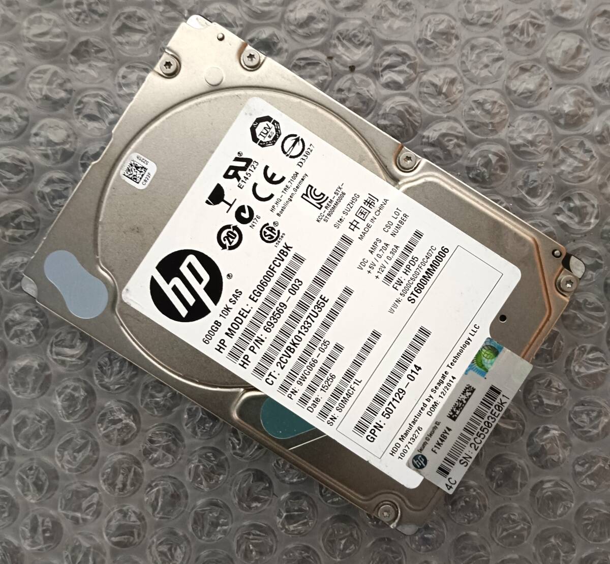 【中古パーツ】 2.5インチ HP EG0600FCVBK 600GB HDD 正常品 1台■ SAS 2738拍卖