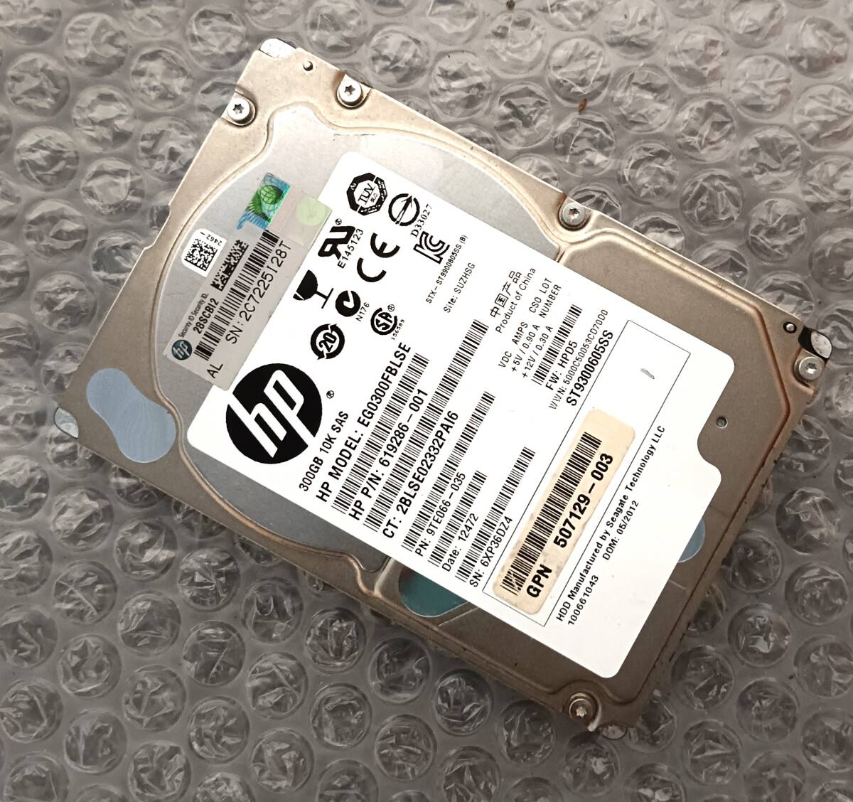 【中古パーツ】 2.5インチ HP EG0300FBLSE 300GB HDD 正常品 1台■ SAS 2755拍卖