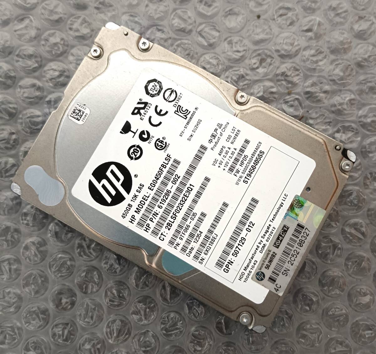 【中古パーツ】 2.5インチ HP EG0450FBLSF SAS 450GB HDD 正常品 1台■ SAS 2727拍卖