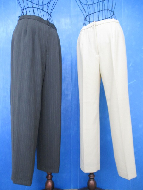 【お買得!】★ロングパンツ2点セット★①EYEFUL/グレー系/ストライプ柄/サイズL ②piare/クリーム色/無地/サイズ70 裏地あり拍卖