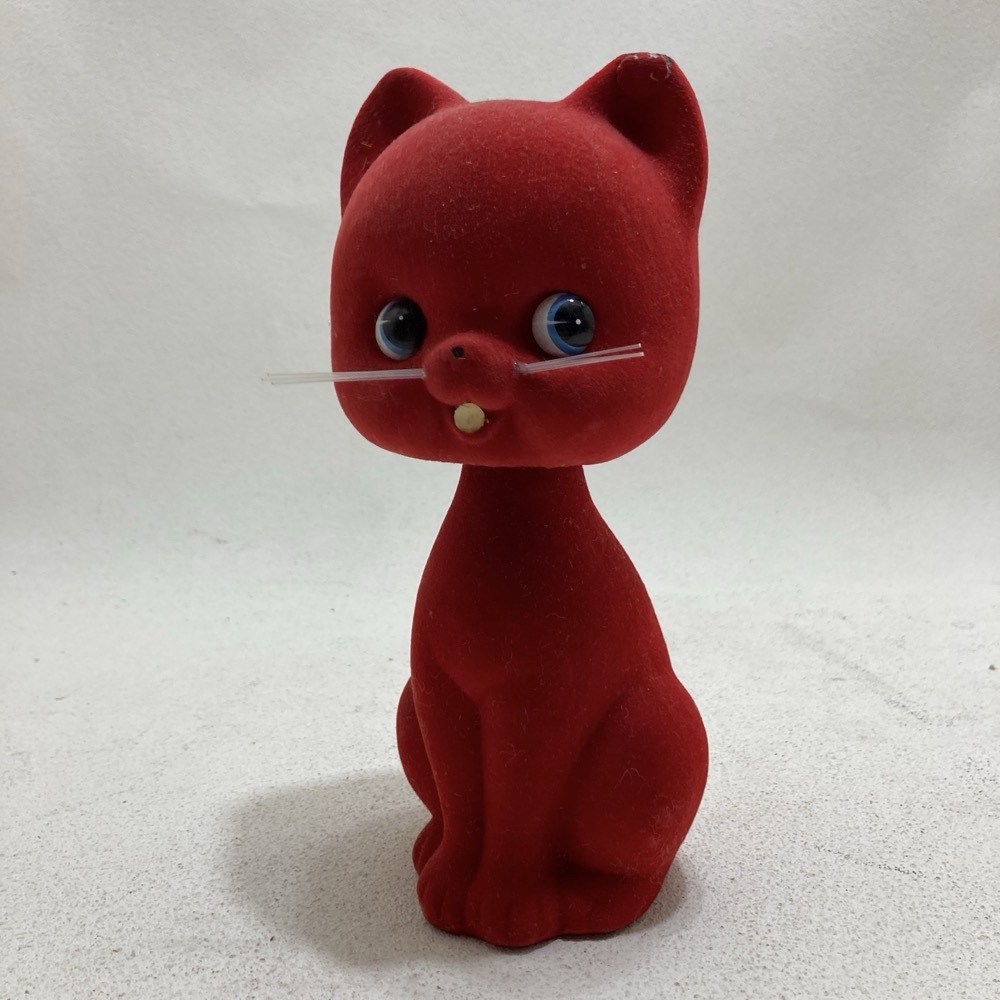 首振り猫 ネコ ねこ フロッキー加工 ビタミンカラー レトロポップ雑貨 昭和レトロ 貯金箱 ボブルヘッド★K2826A3拍卖