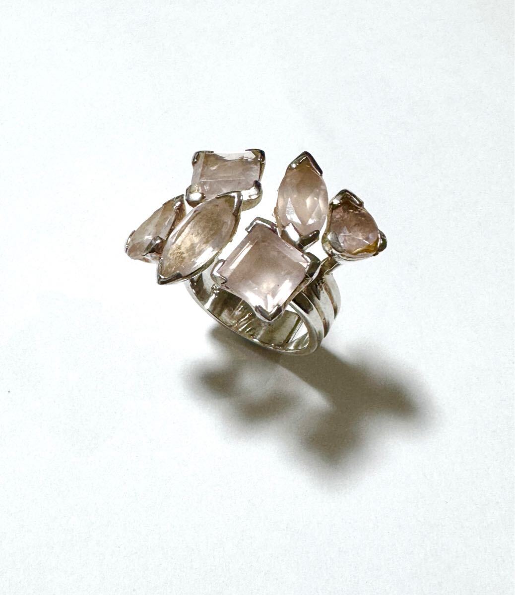 ローズクォーツ シルバー925 指輪 天然石 カラーストーン拍卖