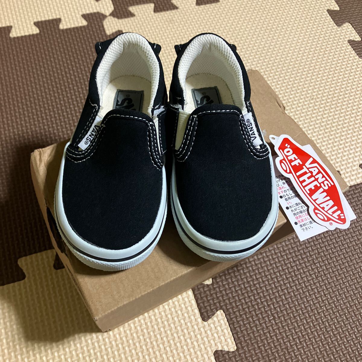 箱付き未使用 VANS V98CJ V 14㎝ スリッポン スニーカー ブラック マジックテープ付き 箱つぶれあり拍卖