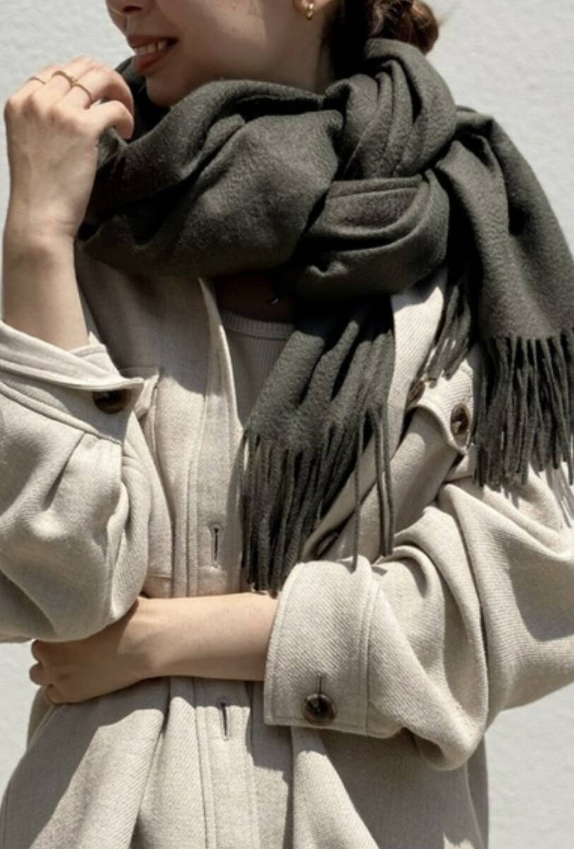 未使用品☆NOBLE /ノーブル【ORIGINAL カシミヤストール◆ カーキ フリー 】☆ベイクルーズ拍卖