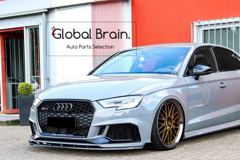 アウディ RS3 8V 後期 フロント リップ スポイラー+ウィングレット/ フロント スプリッター エプロン バンパー ディフューザー スカート拍卖