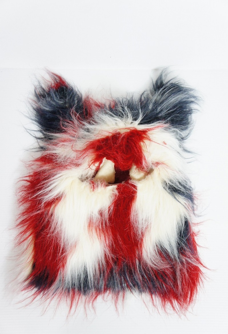 極美品23AW MASU エムユーエスユー MARBLE FLAG HOOD (FLAG) MFFW-OJ0423 ファー フード バラクラバ キャップ 帽子 赤410O▲拍卖