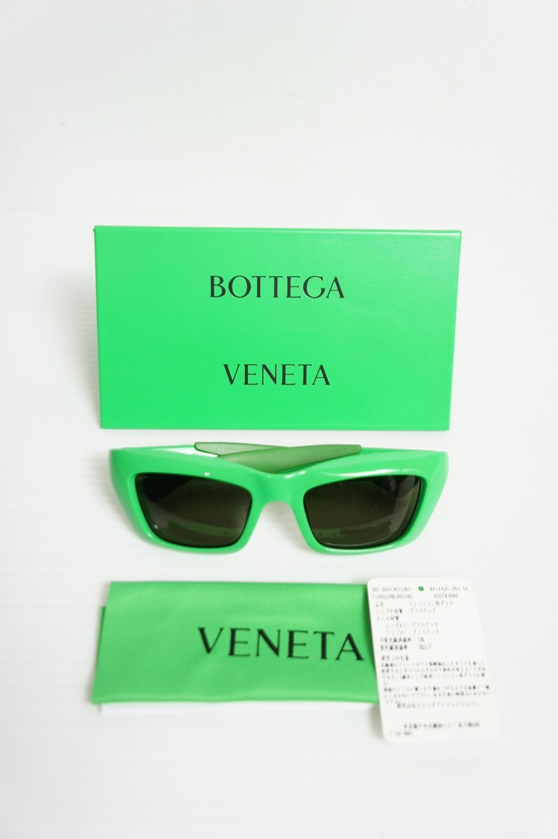 国内正規 極美品 BOTTEGA VENETA ボッテガ ヴェネタ BV1182S キャットアイ サングラス フレーム アイウェア 712692 VBL80 本物 緑1124O▲拍卖