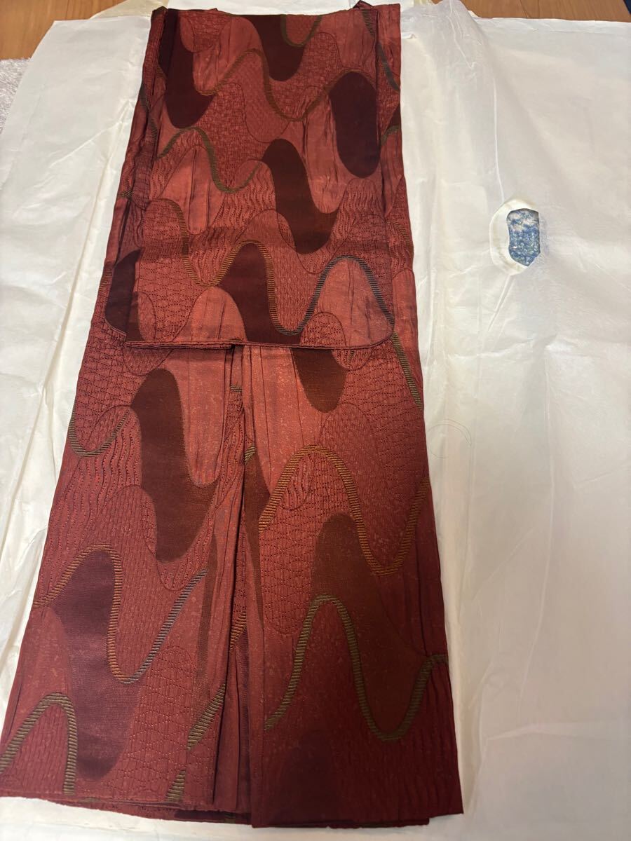 着物 和装和服 赤茶色 波模様 コート拍卖