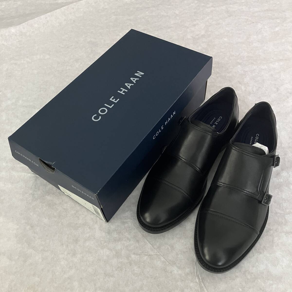 新品半額 COLE HAAN コールハーン HARRISON ハリソン MONK モンクストラップ ダブルモンク 7M 24.5cm 黒 ブラック 革靴 ドレスシューズ拍卖
