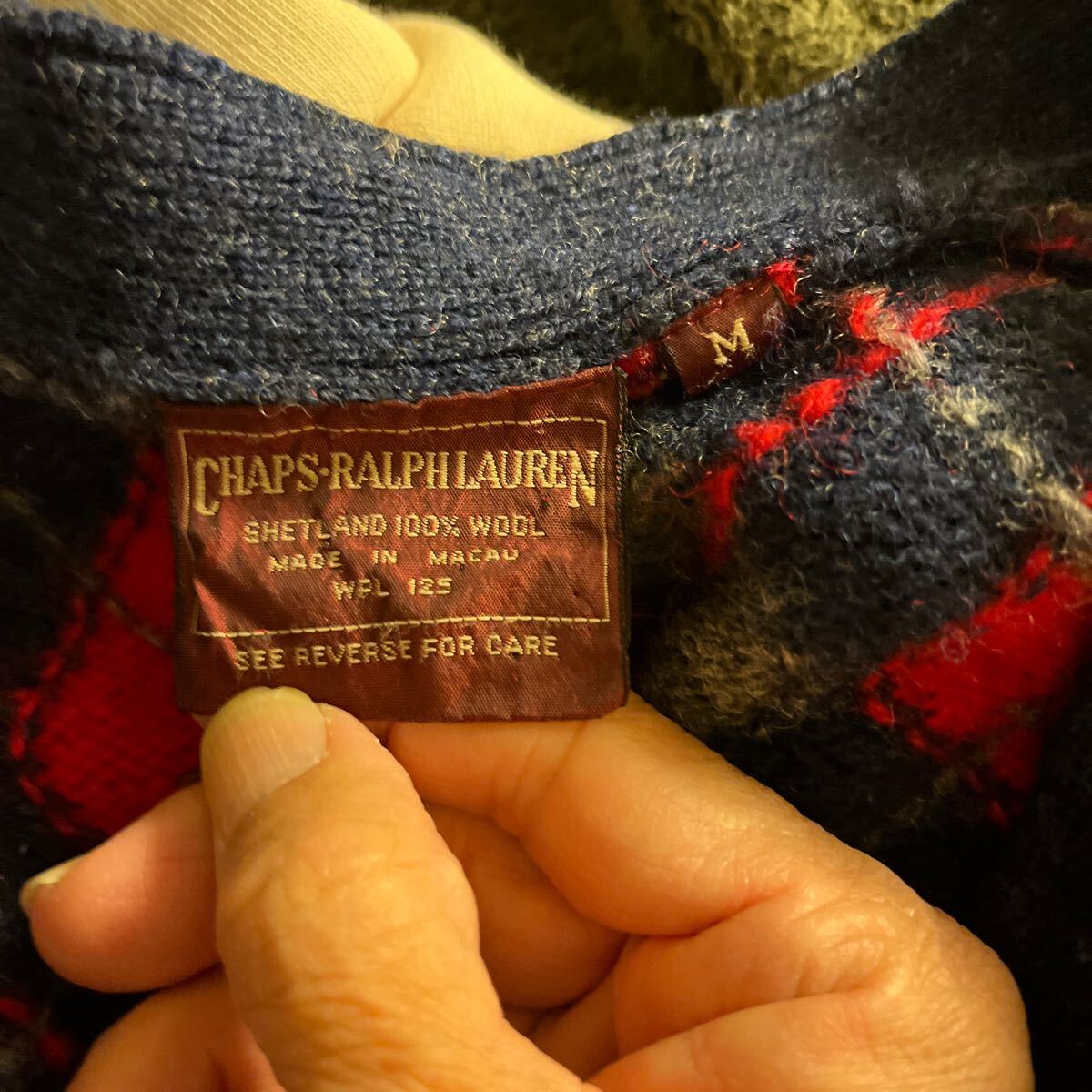 ラルフローレン 70s チャップス メイド マカオ シェットランドウール100% ヴィンテージ カーディガン 胡桃ボタン かわいい拍卖
