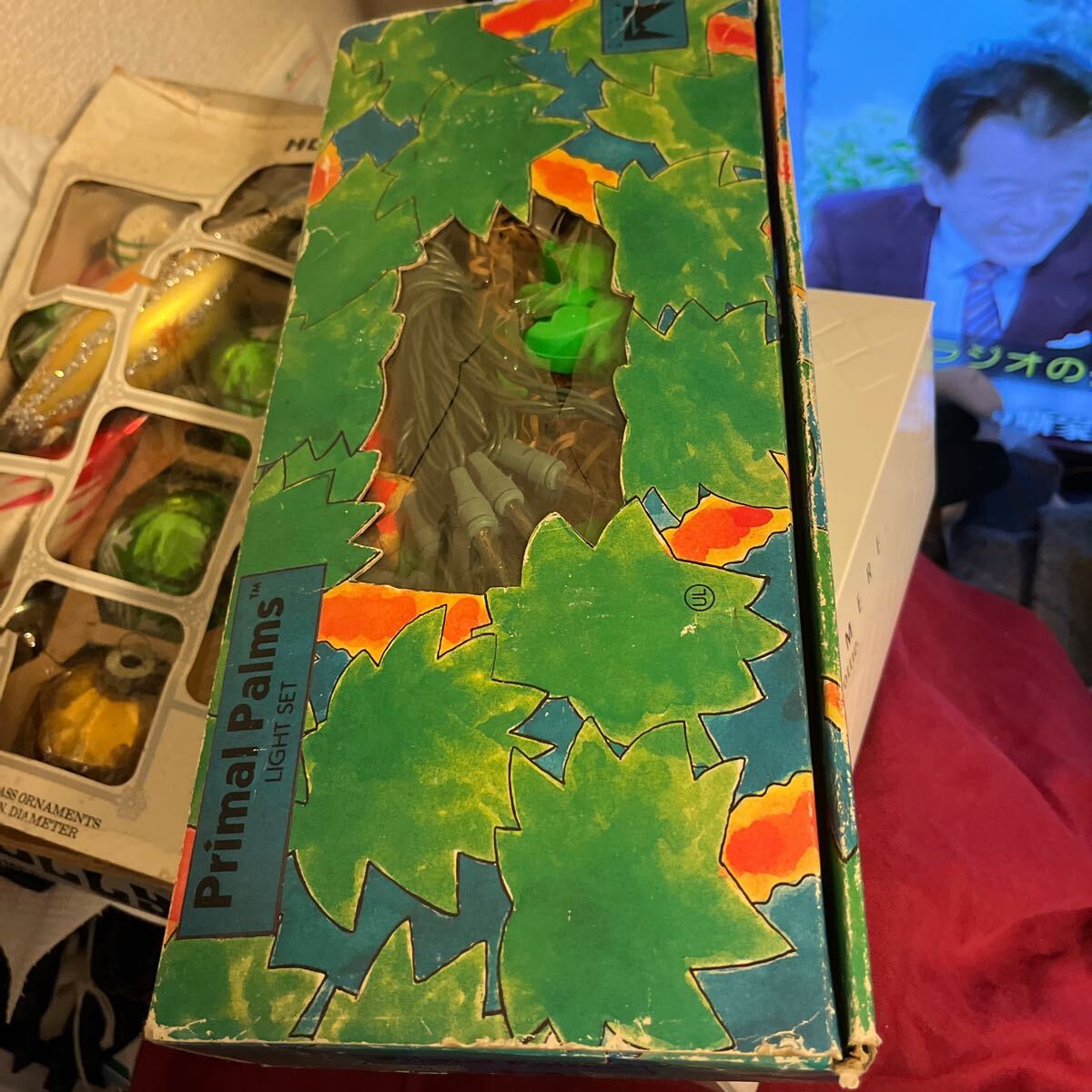 1990年製 メイドCALビンテージ デッドストック 新品 PRIMAL PALMS LIGHT SET ヤシの実型スタイル ヴィンテージ クリスマス かわいい拍卖