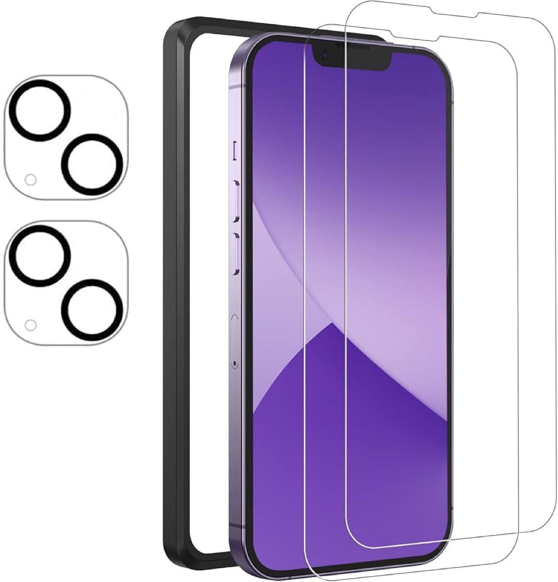 d-819 【4枚セット】iPhone14 Plus 用 ガラスフィルム 2枚+ カメラフィルム 2枚 さらさら手触り 拍卖