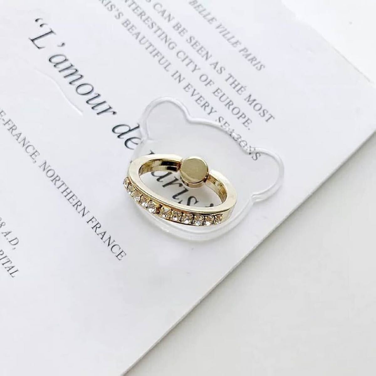 d-856 ホールドリング スマホリング クリア 透明 シンプル スタンド ホルダー リング ラインストーン 落下防止 シンプル 全機種対応 クマ拍卖