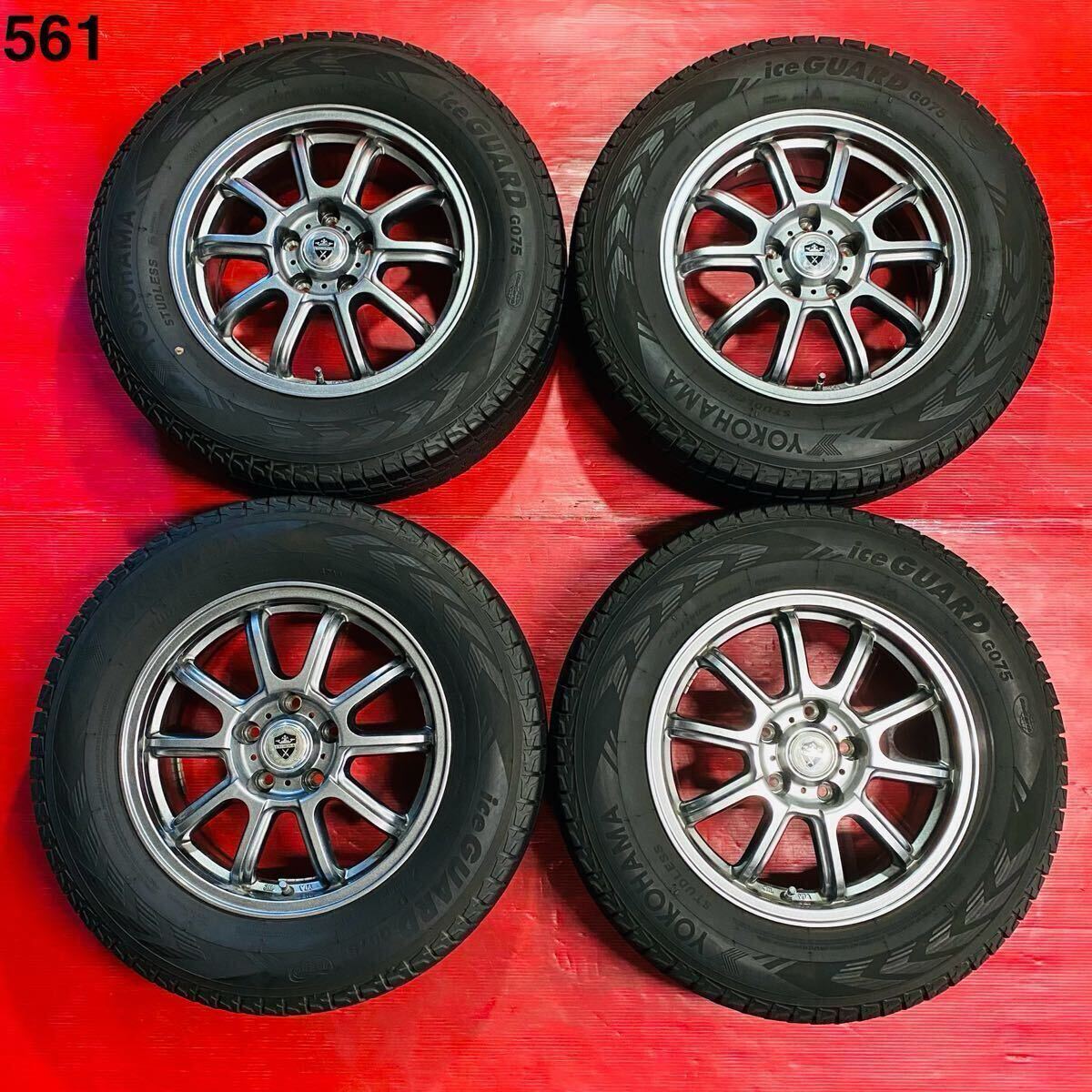 ESTROSA 16×6.5J PCD 114.3 H5 ・ YOKOHAMA ice GUARD G075 215/70R16 外国産 2020年式 パンク修理なし 汚れあり スタッドレス 4本セット 拍卖