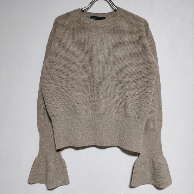 Spick and Span Noble 袖口フリルプルオーバー カシミヤ混 セーター ニット ベージュ スピック&スパン ノーブル 4-1212T 237924拍卖