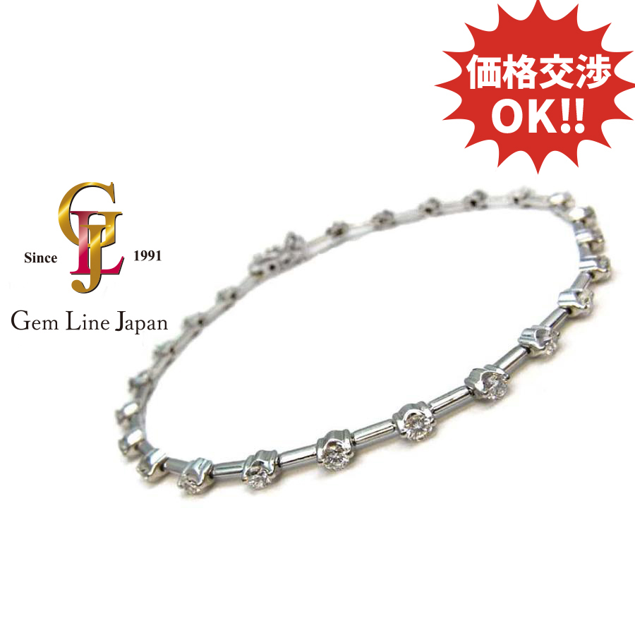 LINE K18WG ダイヤモンド 1.25ct ブレスレット拍卖