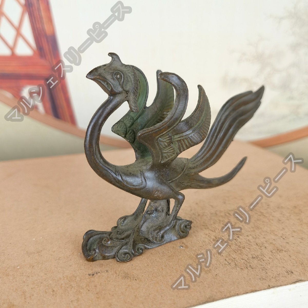 銅茶寵 銅製 神獣 四大神獣四象 朱雀 風水 鎮宅 銅置物 茶道 茶寵 鎮紙 文房用品 筆架 鎮尺拍卖