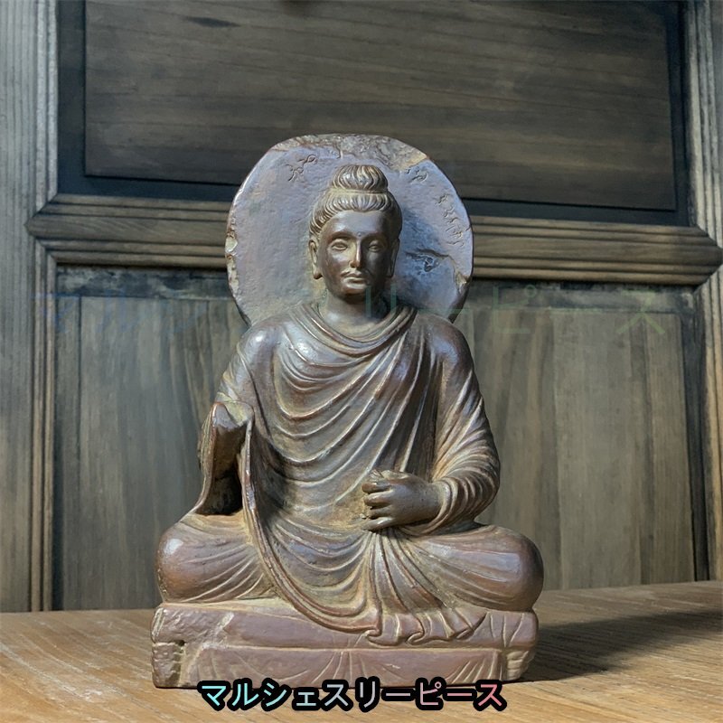 極細工 仏教古美術 仏像 ガンダーラ石仏 Gandhara ガンダーラ美術 石仏 仏像 装飾 置物 装飾 収蔵 コレクショY38036拍卖