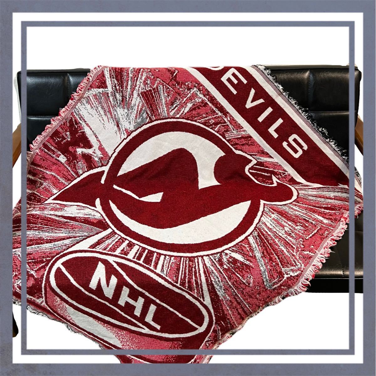 USA製 NHL ニュージャージーデビルス ホッケー ラグ 124×118拍卖