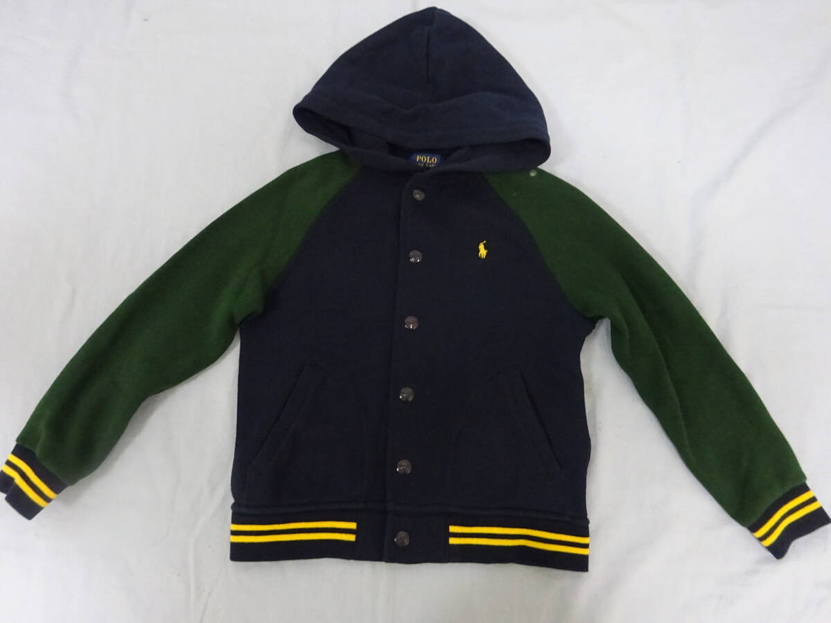 (す-P3-87)ラルフローレン ポロ RALPH LAUREN POLO スタジアムジャケット キッズ 120サイズ 子供服 上着 キッズ 紺 緑 中古拍卖