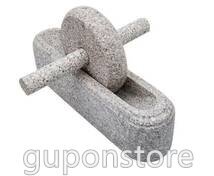 品質保証★ハーブすり鉢、石製ローラー、石臼 セット 乳鉢 麦飯石 うす すり鉢ハーブすり鉢拍卖