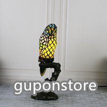 強くお勧め★ステンドランプ ステンドグラス 鸚鵡 テーブルスタンド レトロな雰囲気 室内装飾 ティファニー技法 ランプ拍卖