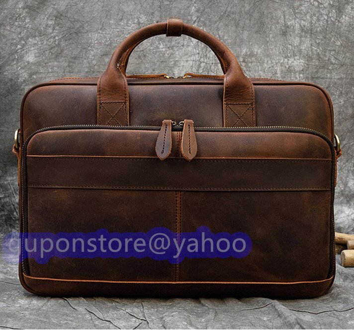 人気推薦★高級牛革 ビジネスバッグ 本革 メンズ14インチPC対応 レザー 通勤鞄 2way ブリーフケース 男性用 ビンテージ ショルダーバッグ拍卖