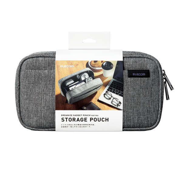 オーガナイズポーチ ストレージタイプ ガジェット等ビジネス用品までまとめて収納することが可能 収納物が一覧しやすい自立型: BMA-GP14GY拍卖
