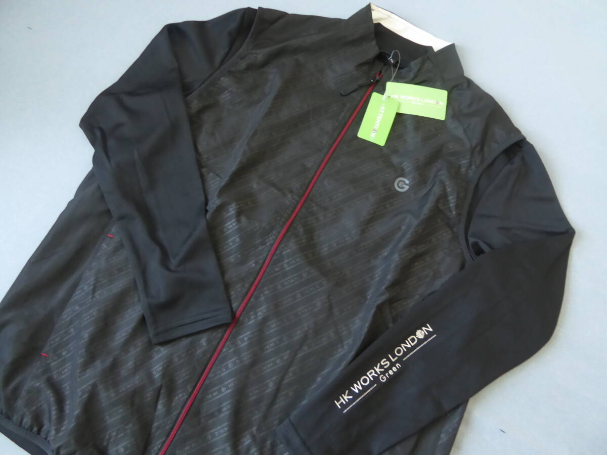 HK WORKS LONDON GOLF 裏メッシュ ベスト ジャケット ハイネック長袖シャツ 2点セット LL 黒 ①拍卖