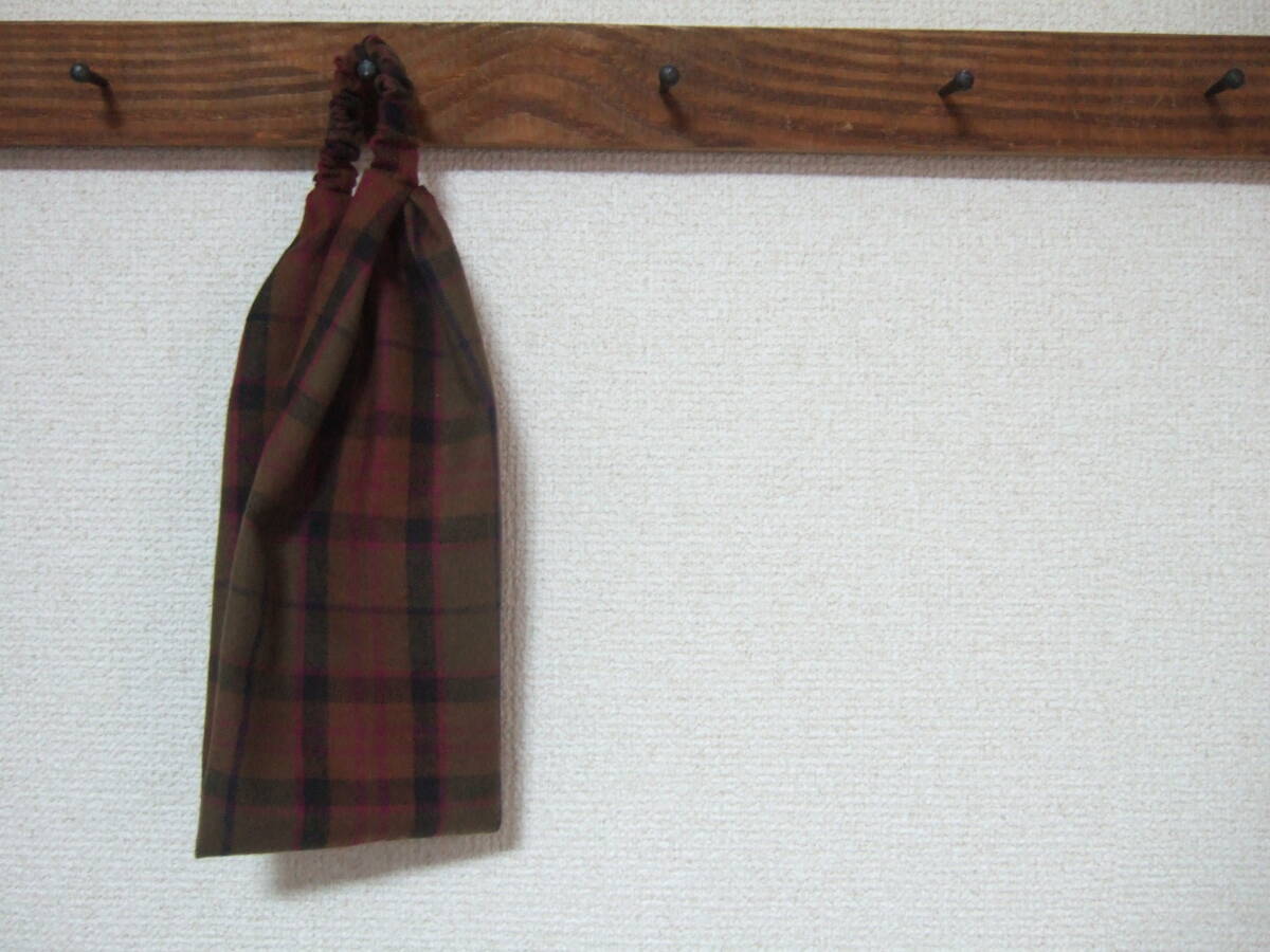 ★即決★ハンドメイド 秋冬 綿起毛チェック ブラン系のゆるターバン**ヘアバンド 家事のスイッチターバンにも拍卖